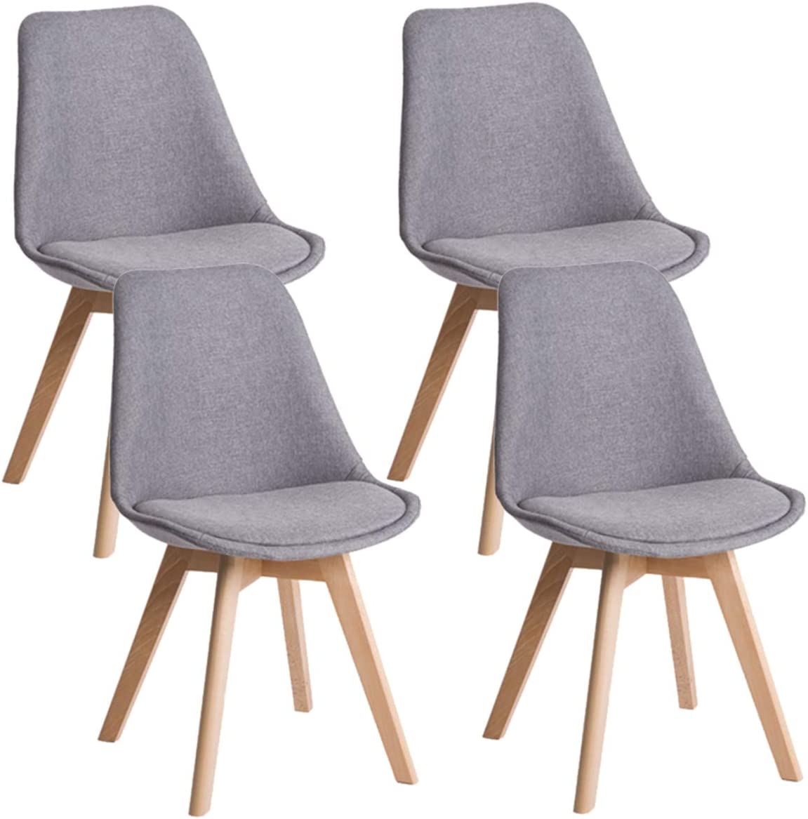 Deuline Oslo Esszimmerstuhl Küchenstuhl SGS Zertifiziert Massivholz Beine Polsterstuhl Retro Design Stühle Lehnstuhl Stoffbezug, 4 Stück Set